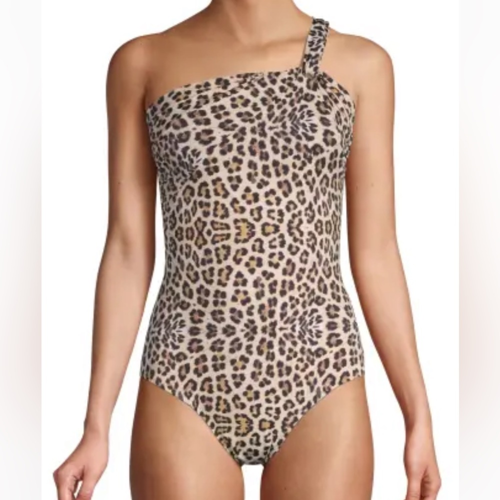 Mouille Leopard Print One-Shoulder Swimsuit with adjustable strap size M
